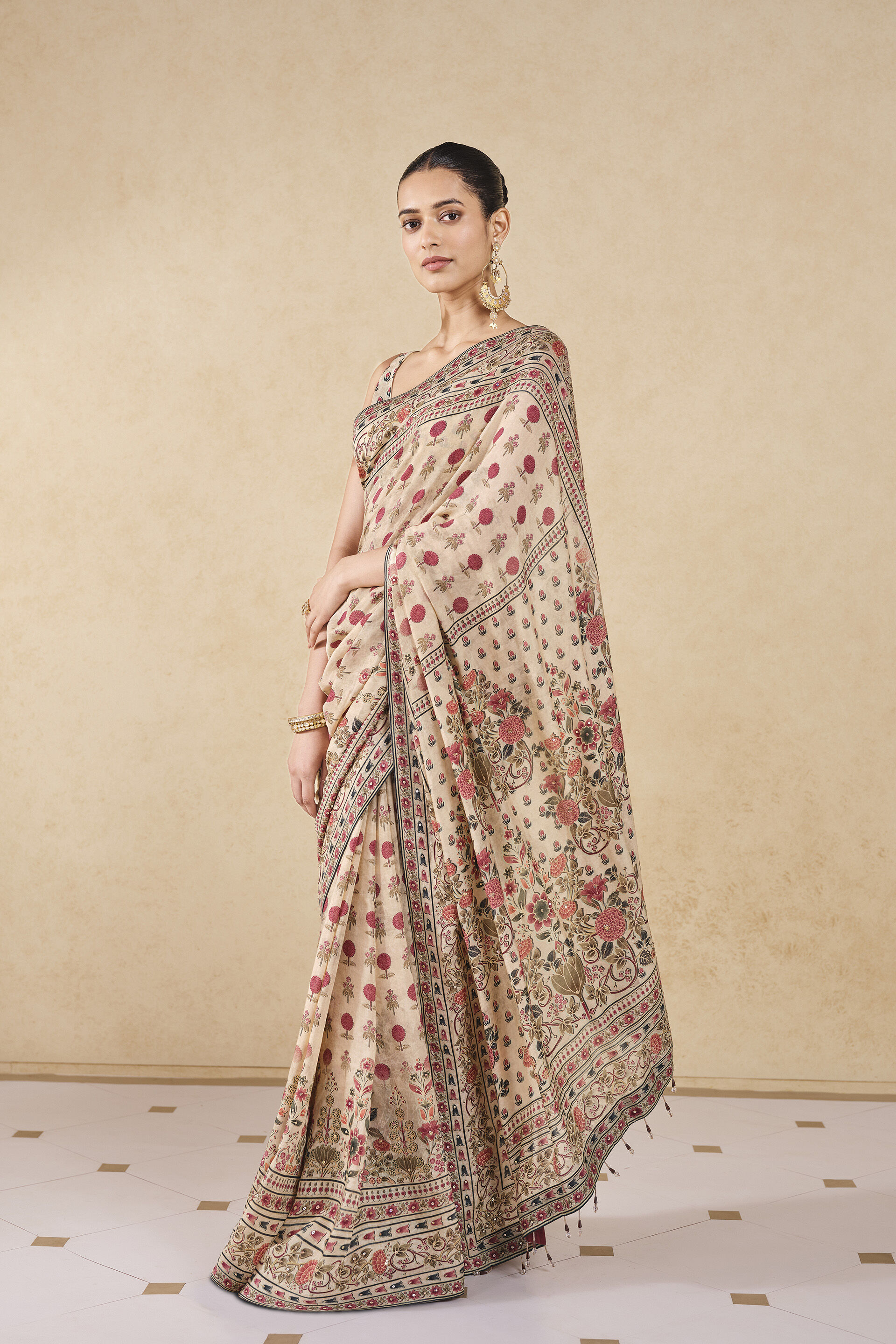 Aban Printed Silk Saree - Ivory, Ivory, image 3